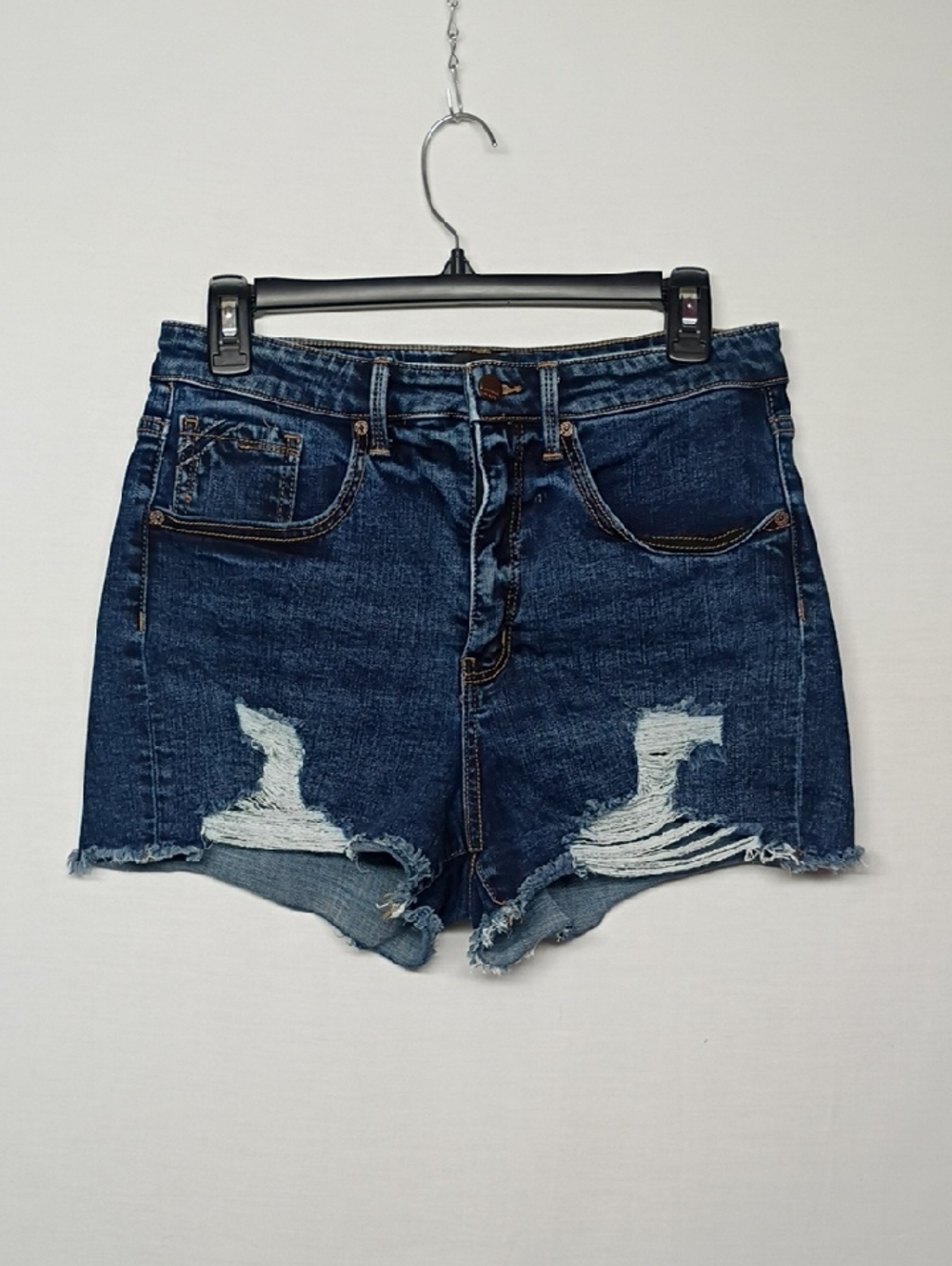 Buckle Dark Blue Distressed Denim Cutoff Shorts
